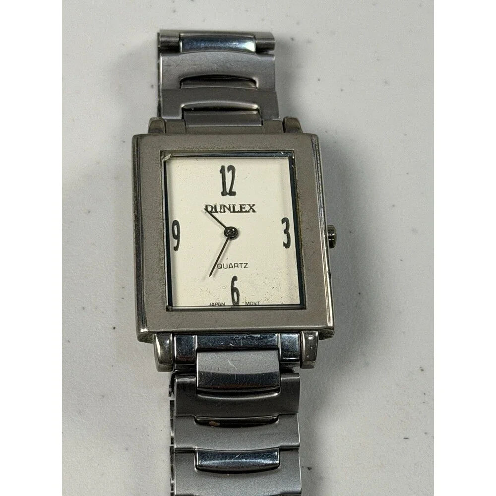 Dunlex Rectangular Quartz Watch Silver Tone 30mm
